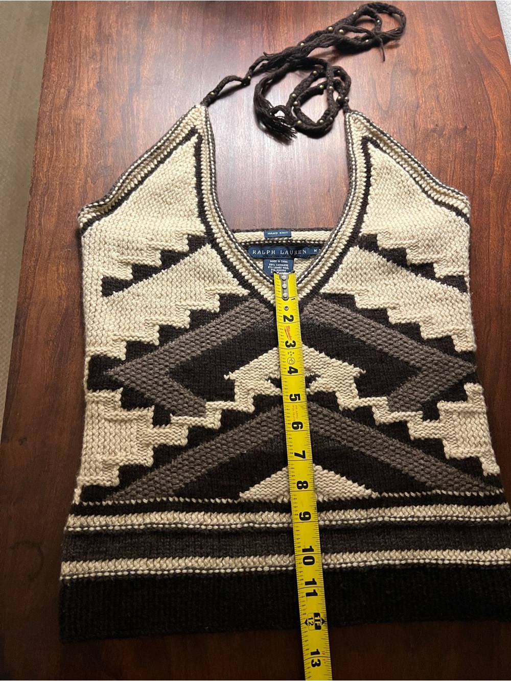 Vintage Ralph Lauren Western Hand-Knit Halter Top Cashmere, Wool, Angora - Picture 9 of 12
